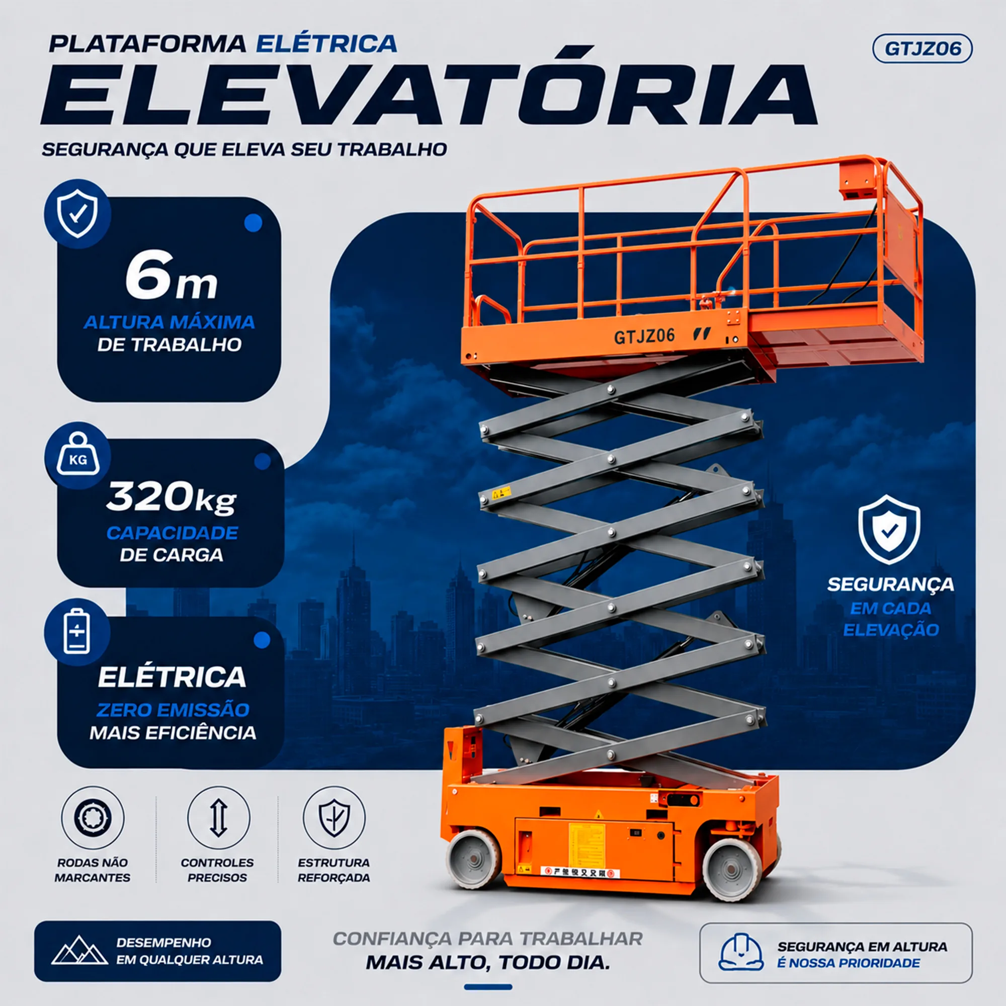 Plataforma Elevatória Eletrica de 6 M